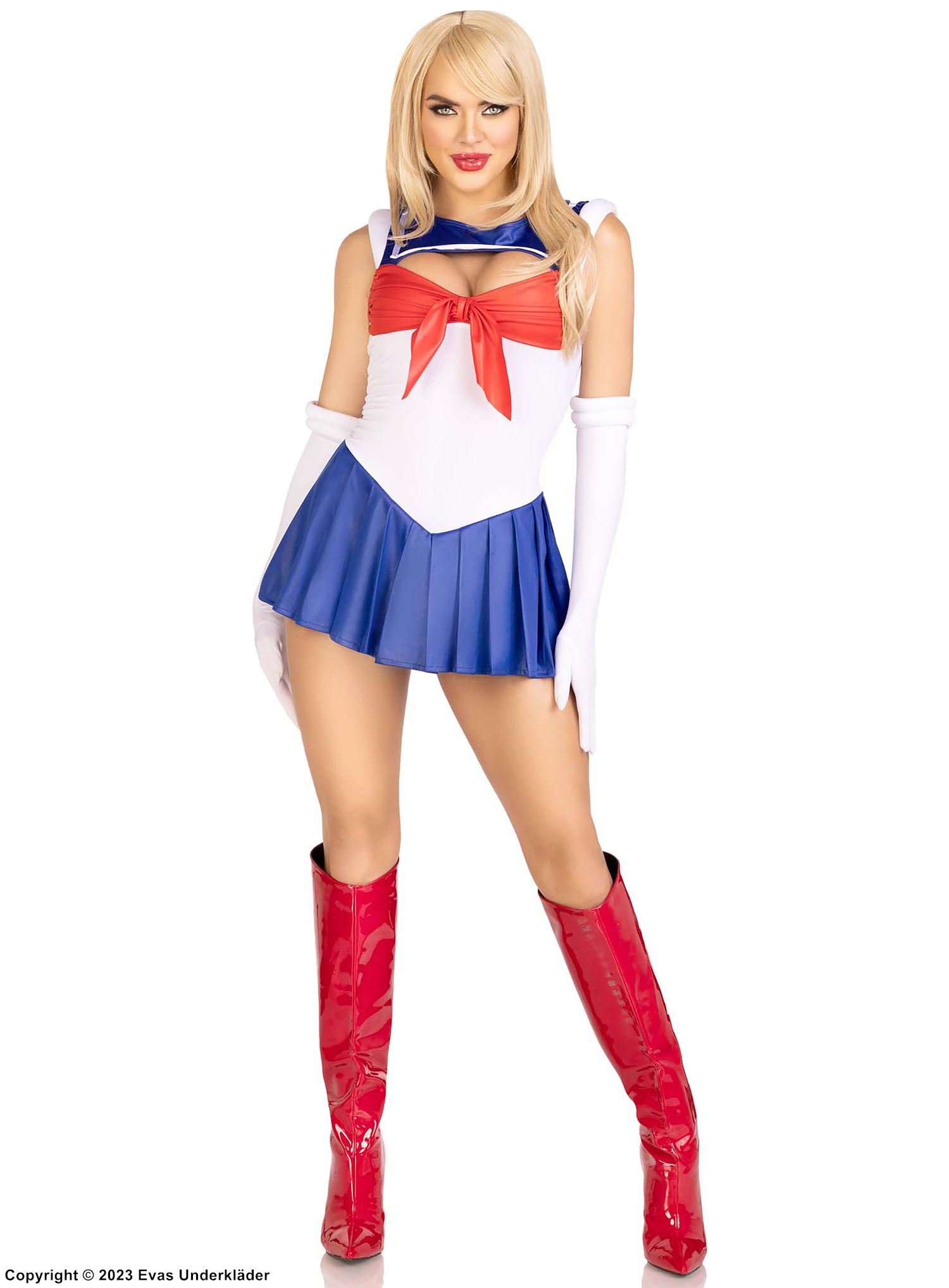 Sailor Moon, costume dress, big bow, pleats, keyhole